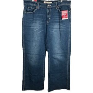Levi Strauss Signature Jeans Womens Size 14 Blue Relaxed Boot Leg Mid Rise  NEW